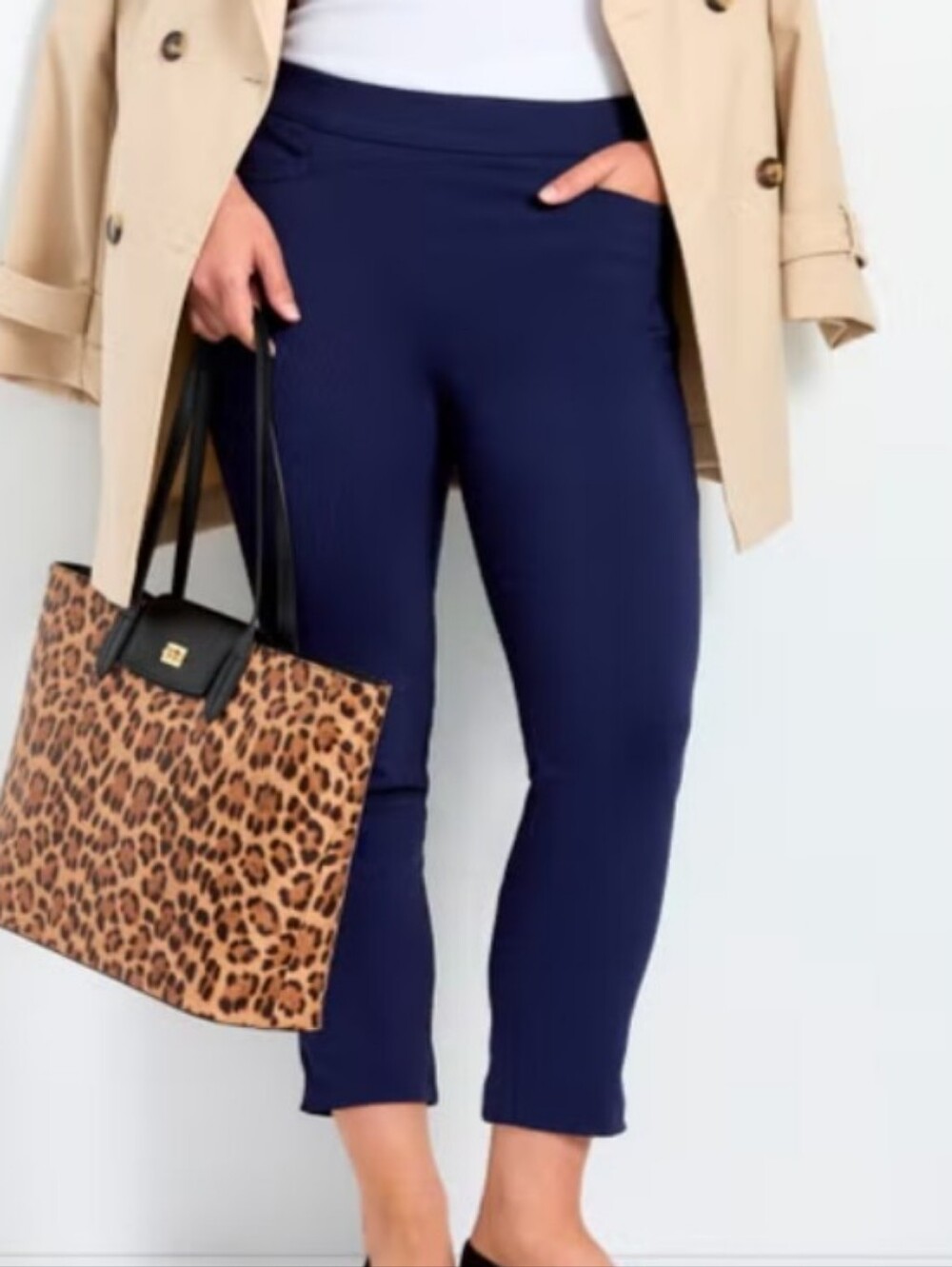AVENUE Pull-On Ankle Dress Pants in Navy